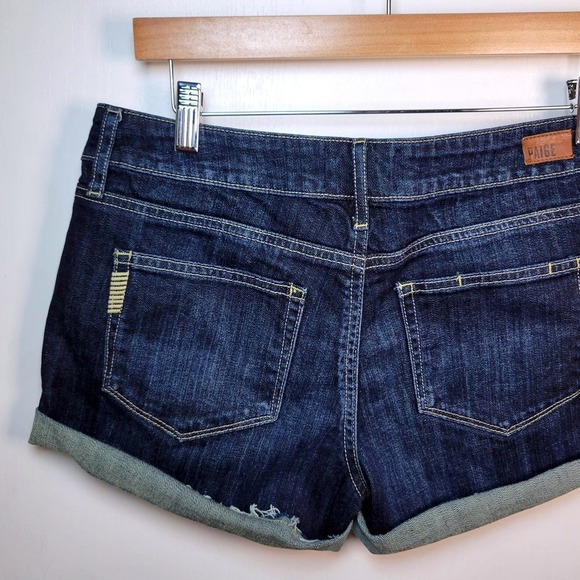 Paige Jimmy Jimmy Cuffed Blue Denim Shorts Size 26 Jean Summer Cutoffs - Picture 9 of 11